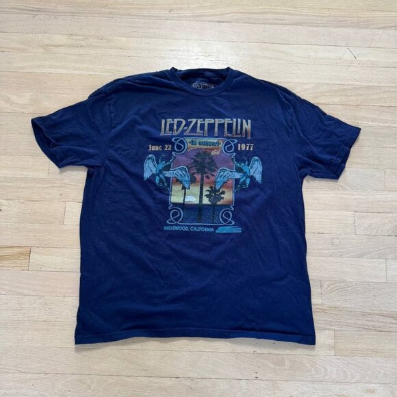 Led zeppelin blue t shirt men’s size XL  #classicrock #music - Picture 1 of 6